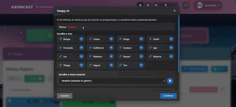 Auto DJ com inteligência artificial para rádio web